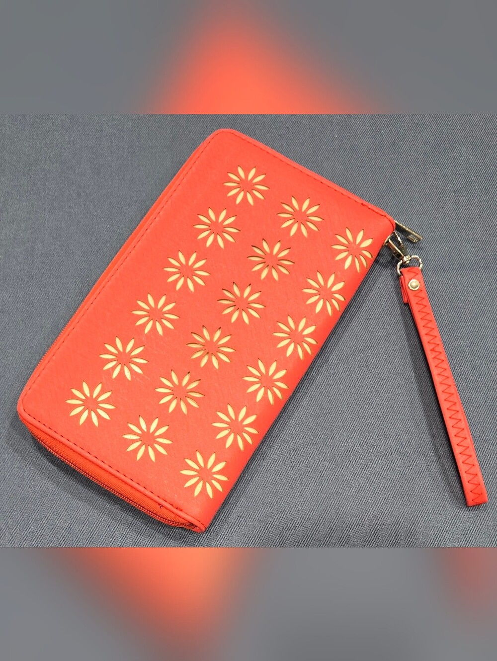 Bright Coral Floral Wallet/Clutch Wristlet